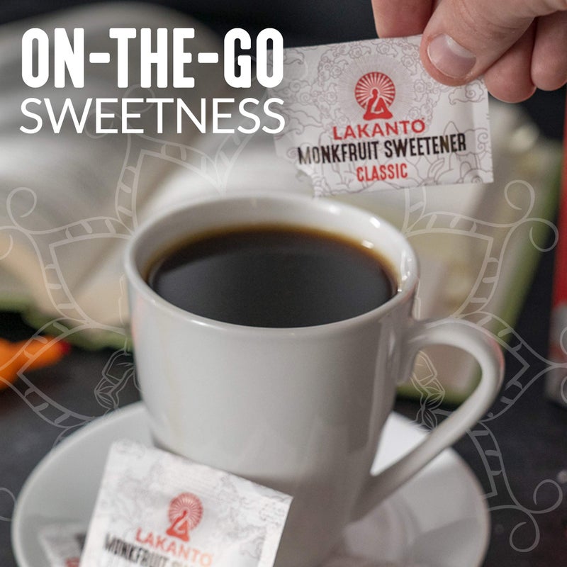 Lakanto Classic Monk Fruit Sweetener with Erythritol Sweetener Packets - White Sugar Replacement, Zero Net Carbs, Calories, Sweeten on the Go, Coffee, Lemonade, Tea, Desserts - Classic (3g - 30 Count) - Image 3